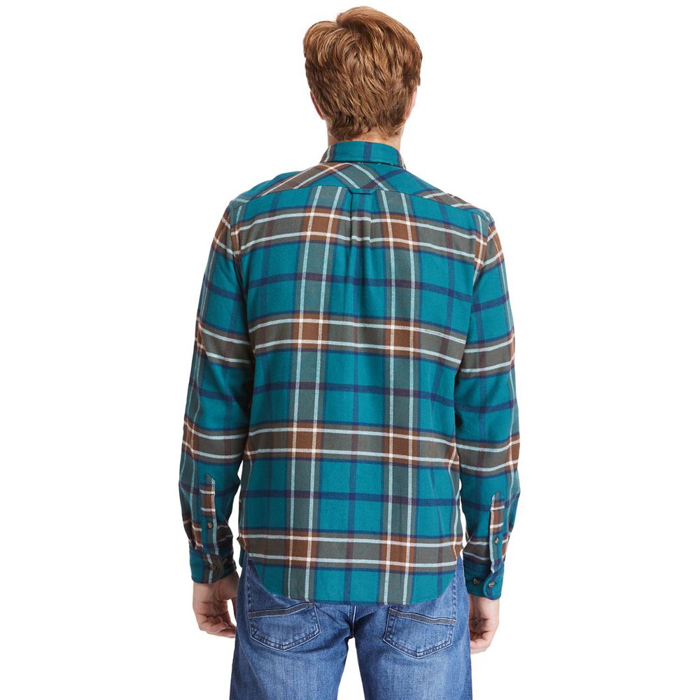 Camisa Timberland Argentina Hombre - Back River Heavy Flannel Check - Azules - PMJHTE-865